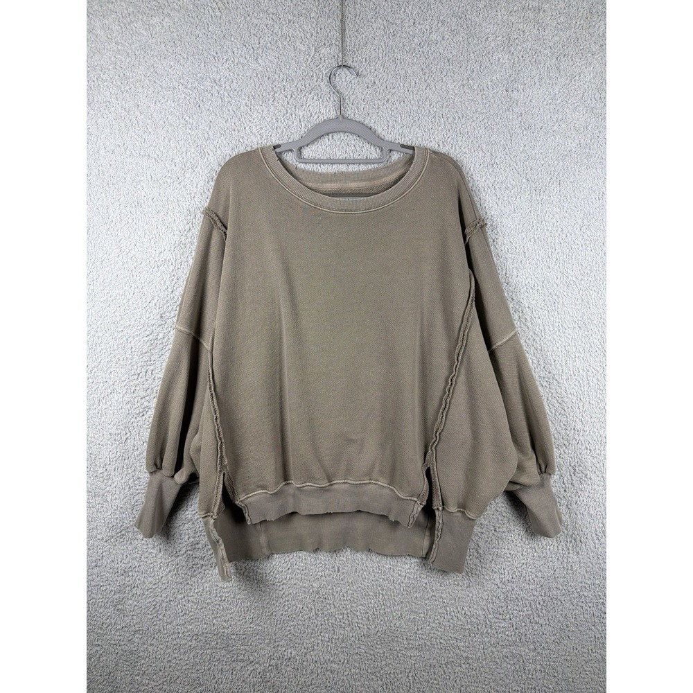 Free People Camden Slit Cuff Oversized Sweatshirt Sweater Woman's Size S